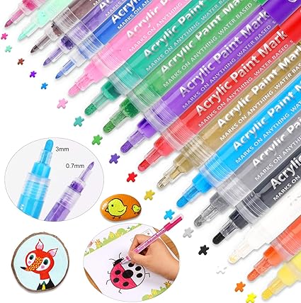 Howaf 17 Farben Acrylstifte Fur Steine Wasserfest Permanent Marker Steine Bemalen Stifte Acrylfarben Stifte Fur Leinwand Leder Papier Glas Holz Kunststoff Keramik Metall Kinder Diy Fotoalbum Amazon De Kuche Haushalt