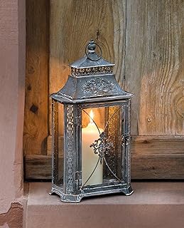 Metall Laterne"Barock" im Rost Design 46 cm hoch, Antik Look, Gartenlaterne, Kerzenständer