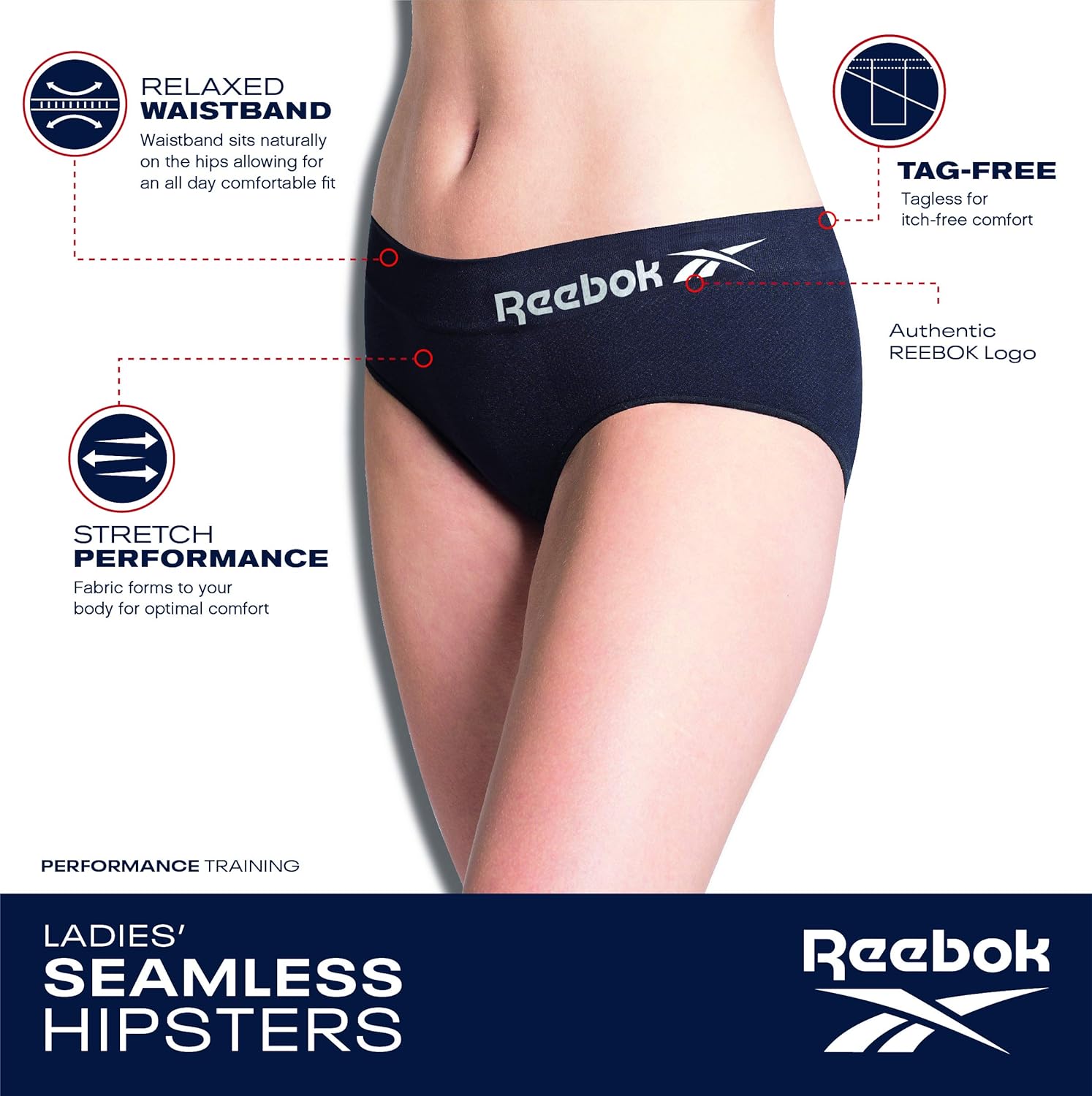 Reebok Womens Seamless Hipster Panties 5-Pack: Clothing