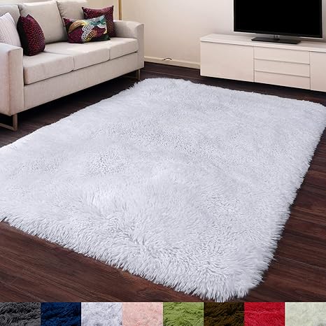 white fluffy rug for nursery