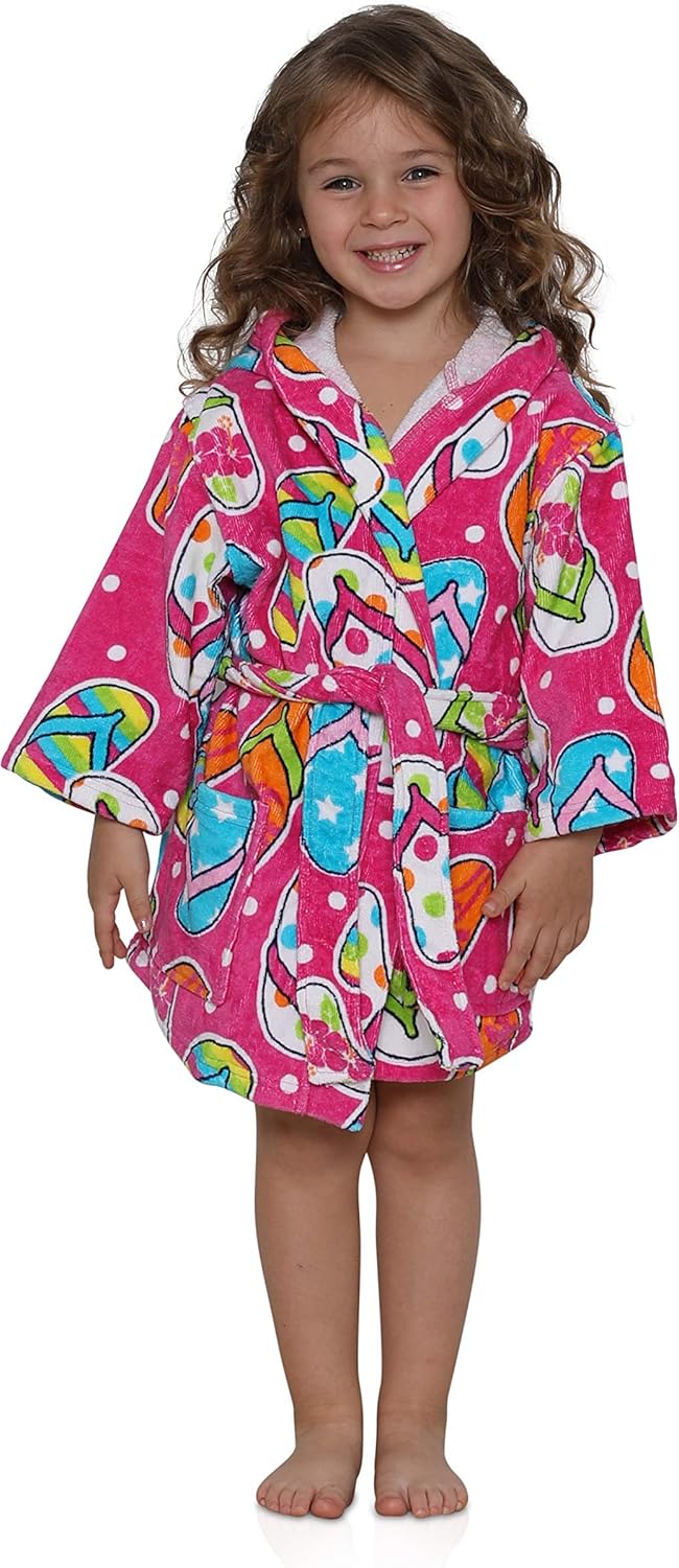 Komar Kids Ocean Print Cotton Hooded Terry Robe Cover Up, Sizes 4-12: Clothing