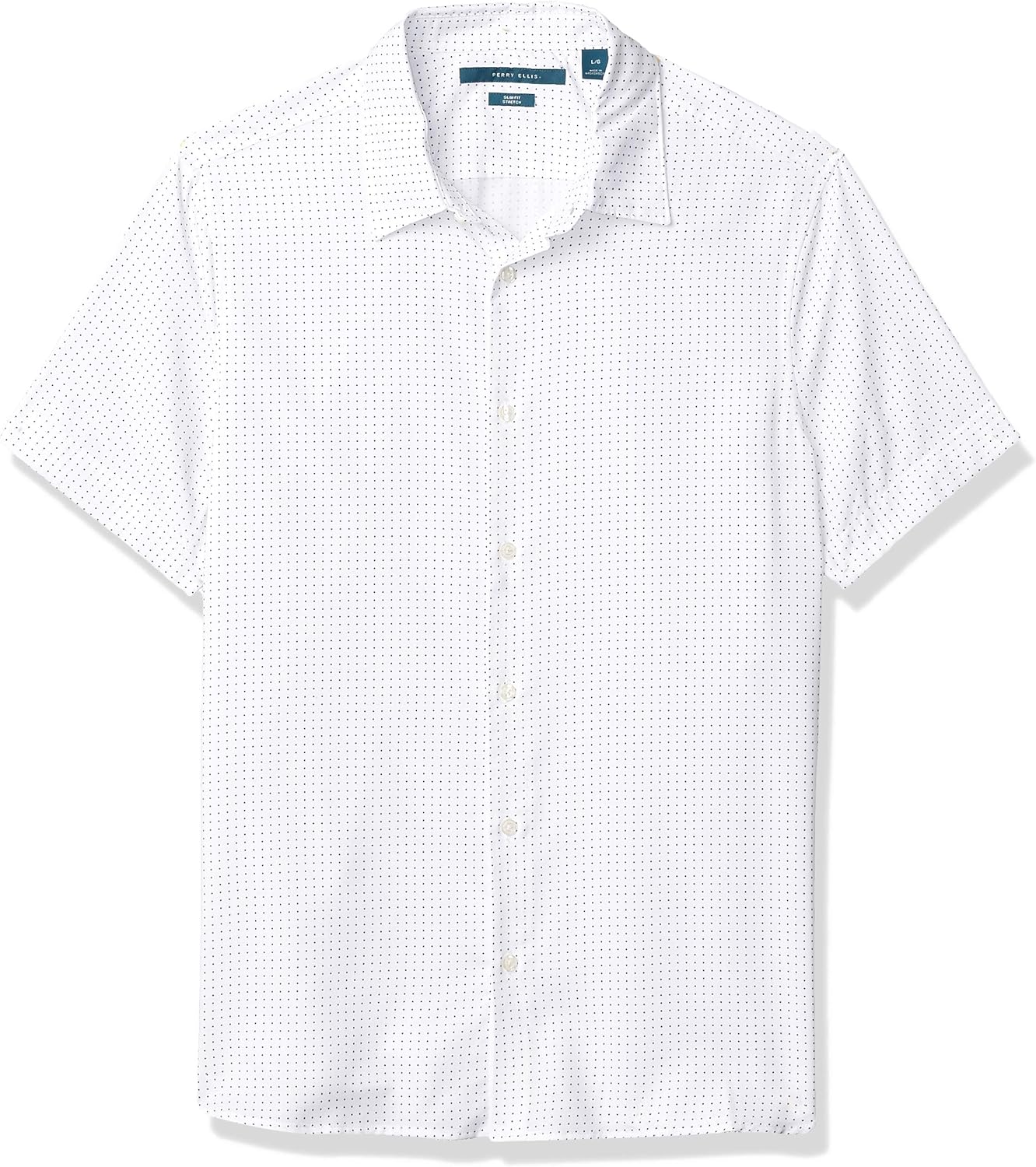 Perry Ellis Camicia Uomo Manica Corta Slim Fit – Total Stretch, Tessuto Leggero, Da Portare Fuori Dai Pantaloni