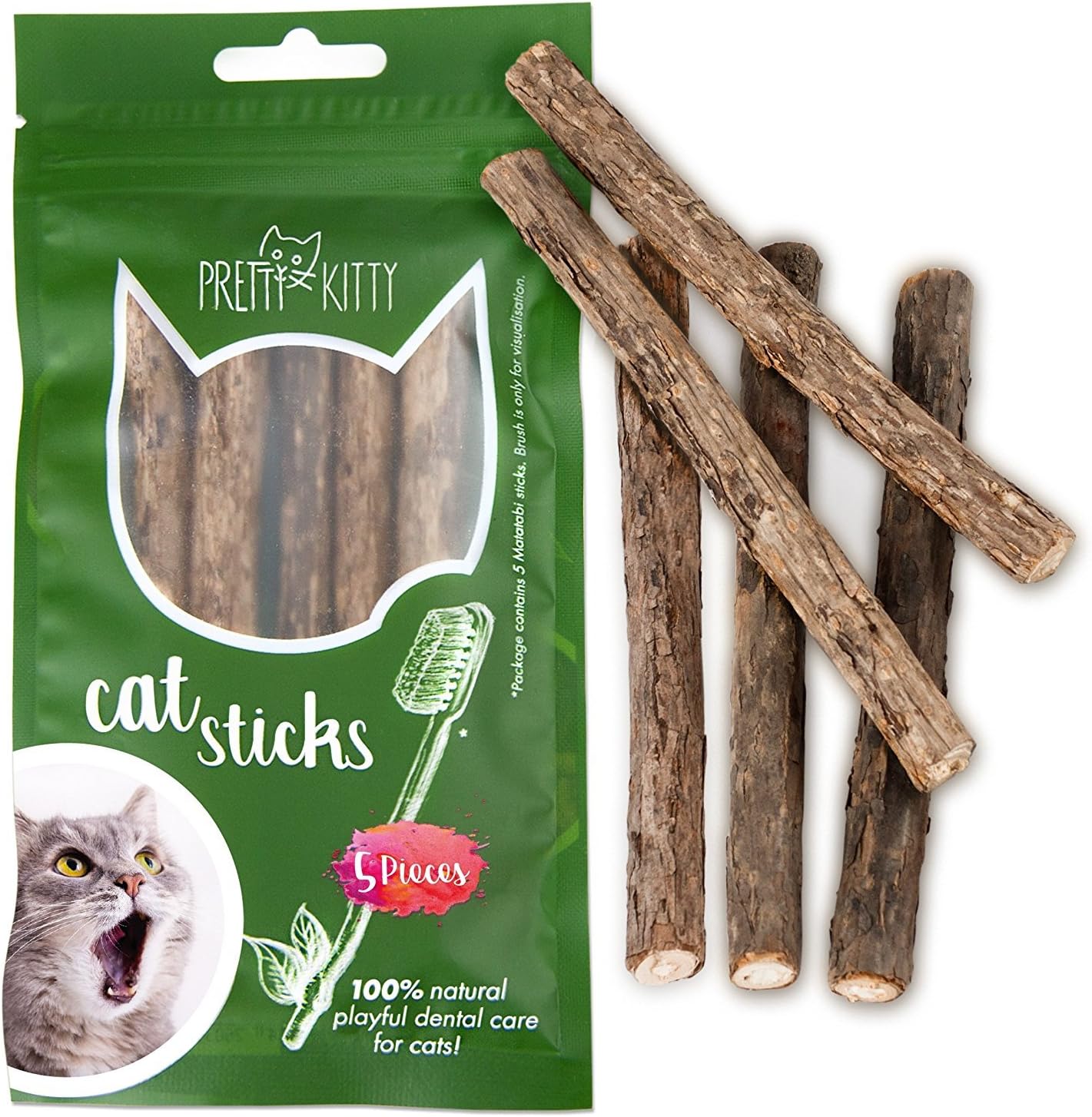 Pretty Kitty 5 Catnip Sticks Natural Matatabi Chew
