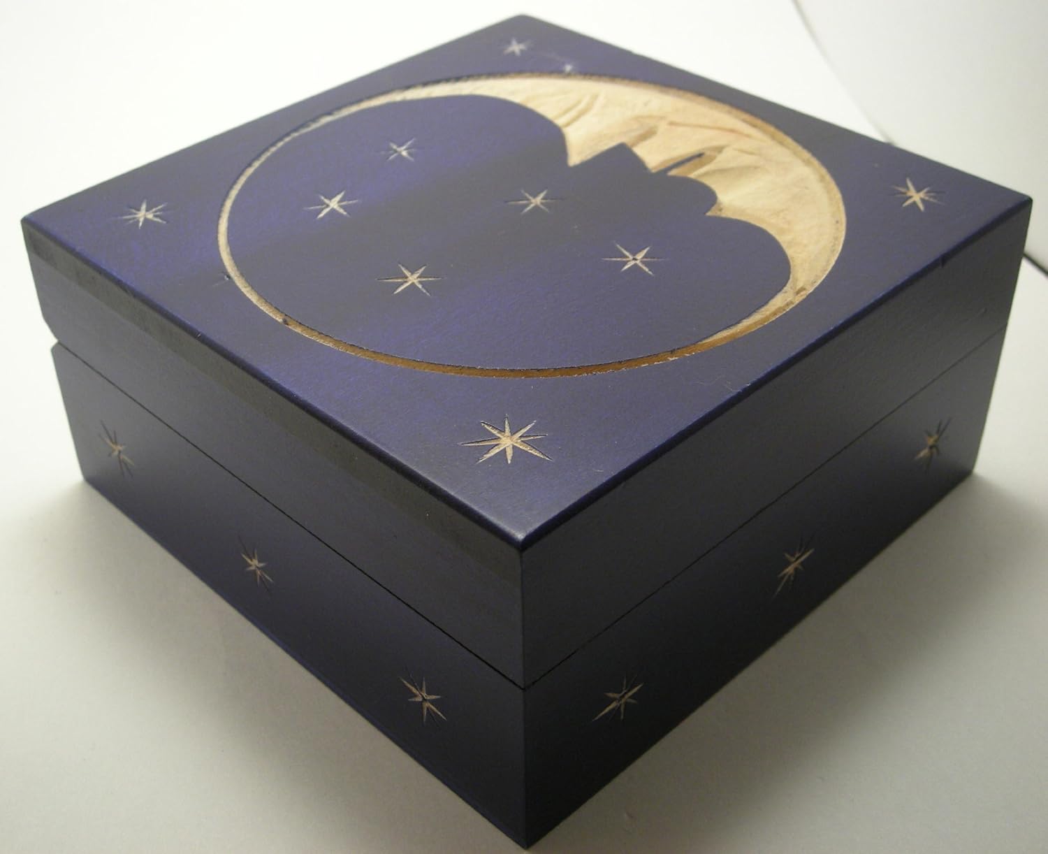 Crescent Moon and Stars Wooden Jewelry Box eBay
