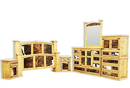 Amazon Com Hi End Cowhide Inlay Rustic Western Bedroom Set