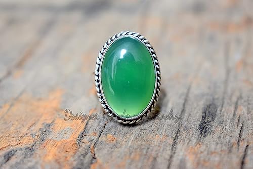 Jewelry Stackable Rings Genuine Green Onyx Gemstone Ring 925 Sterling Silver Ring Natural Onyx Silver Rectangle Onyx Ring Gemstone J9