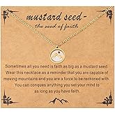 Mikovivi Faith Necklace for Women, Gold Mountain and Mustard Seed Pendant Necklace Religious Christian Jewelry Gift for Mom Friends Grandma