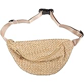 Amosfun Summer Straw Woven Mini Waist Bag Lightweight Crossbody Chest Pouch for Hiking Running Outdoor Activities