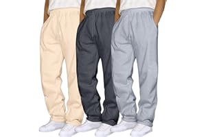 JiXiang Mens Sweatpants Casual Lounge Pants 3 Pack Sweatpants Loose Elastic Waist Drawstring Jogger Sport Baggy Sweat Pants