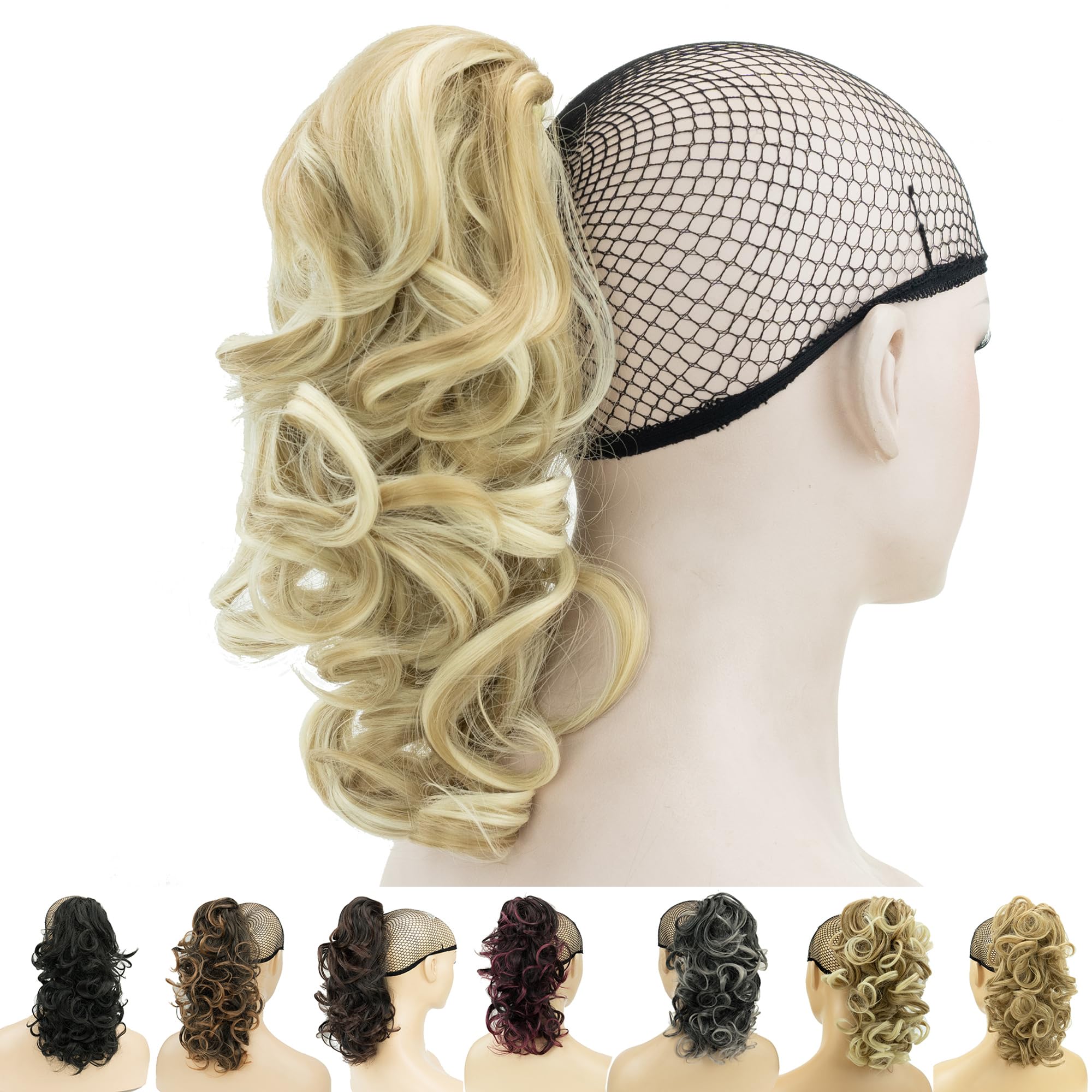 IMISSU Messy Curly Hair Short Claw Ponytail Hair Extensions Pony Tail Clip in Hairpieces (Medium Blonde) — image 1