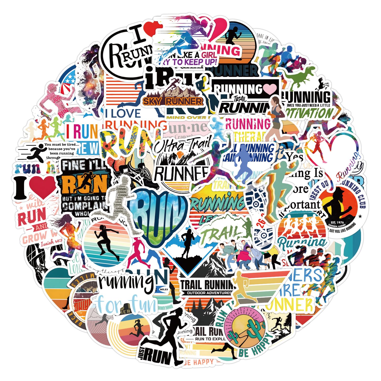 Affoto Running Stickers (100 PCS), Multicolor, Waterproof, Easy-to-stick, Removable, Smooth Surfaces, Cartoon, Stickers