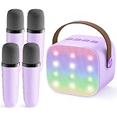 YLL Mini Karaoke Machine with 4 Wireless Microphones, Gifts for Kids | Portable Magic Voice Bluetooth Speaker, Birthday Gifts for Girls Boys Ages 3, 4, 5, 6, 7, 8, 9, 10, 12+ Year Old Family Party