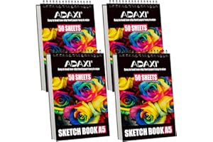ADAXI Sketch Book Set – 5.9" x 8.27" Spiral Bound Sketchbooks with Hard Bottom, 50 Sheets x 4, 200 Sheets Total, Drawing Pads