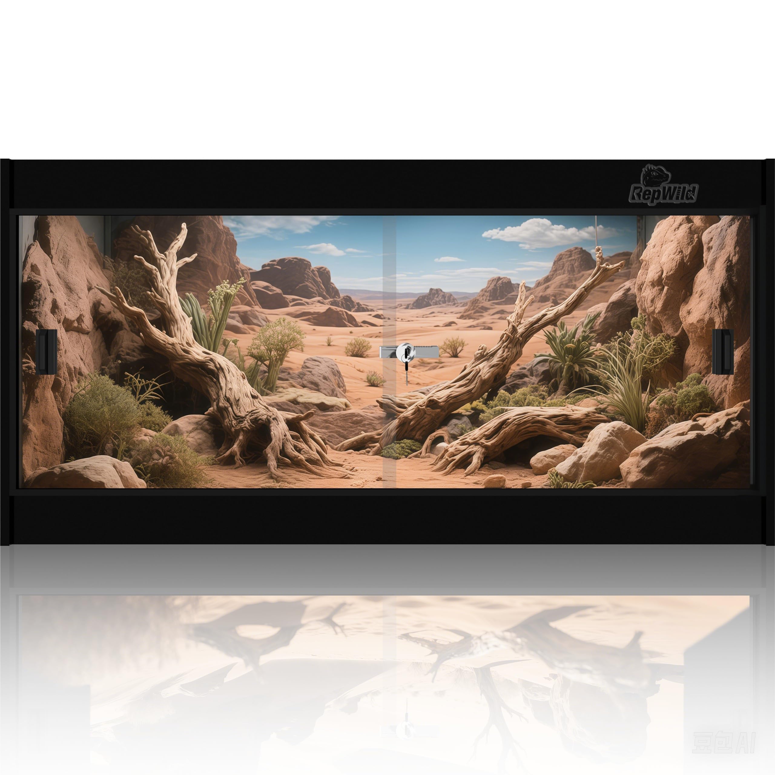 Photo 1 of 4x2x2 (120 Gallon) PVC Reptile Enclosure, RepWild Terrarium/Tank with Heavy-Duty Screen Top, Glass Sliding Doors & Lock for Bearded Dragons, Ball Python, Geckos, Lizards