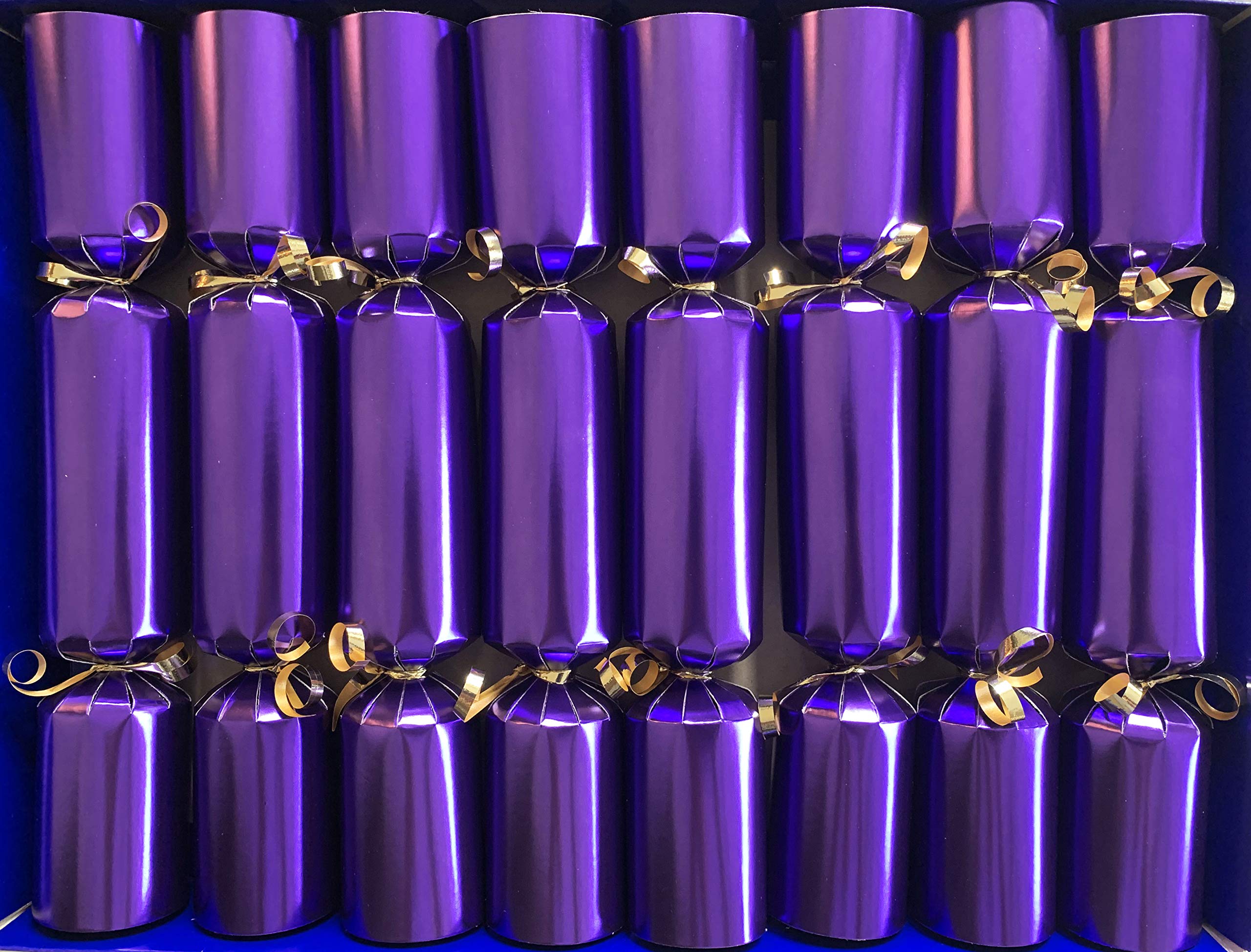Crackers Ltd Fill Your Own Christmas Crackers - Box of 8 Purple Crackers with Gold Trim and Tags