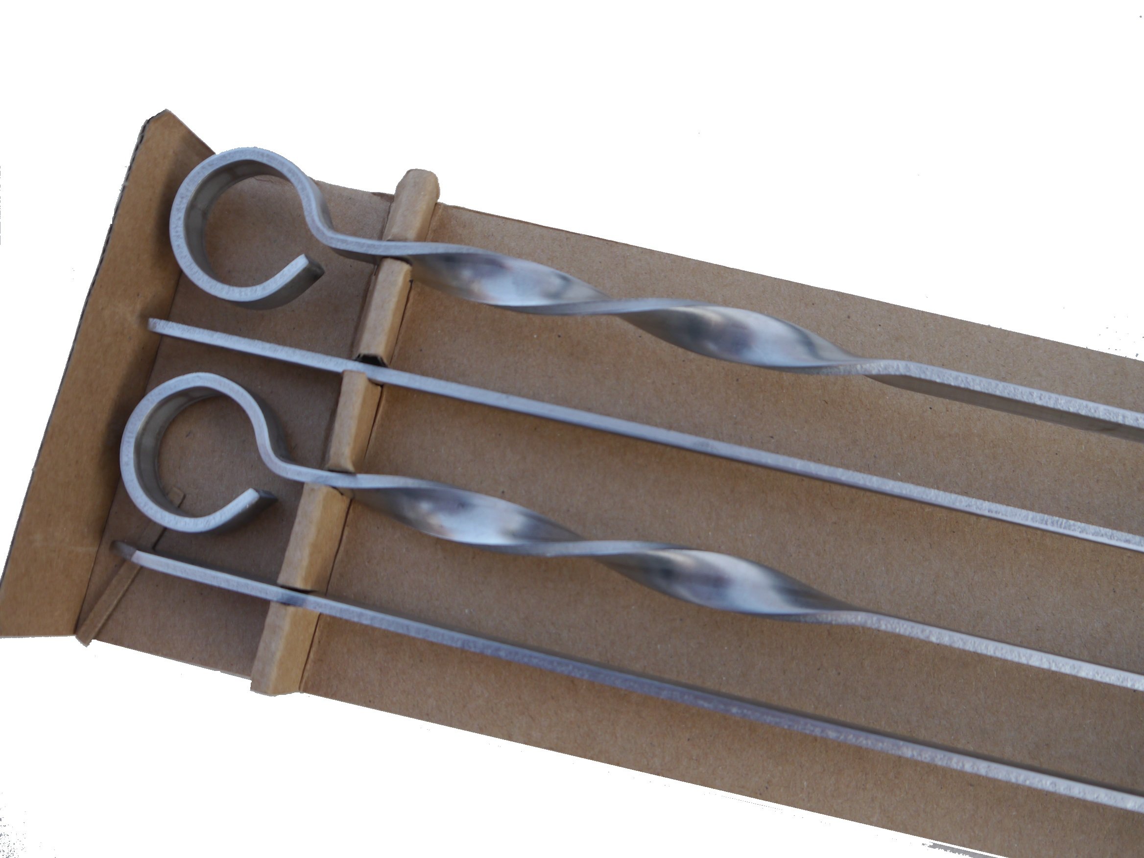 Barbecue Skewers - Long Blade Type. 70cm x 1cm x 3mm thick. Heavy Duty. Stainless Steel. Pk 4. Shashlik. Kebab. BBQ