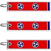 LLBFHH 3 Pcs Tennessee State Flag Keychain,Woven label Key Chains for Car Keys,Fabric Key Chains Men and Women,Used for Various Decorations.