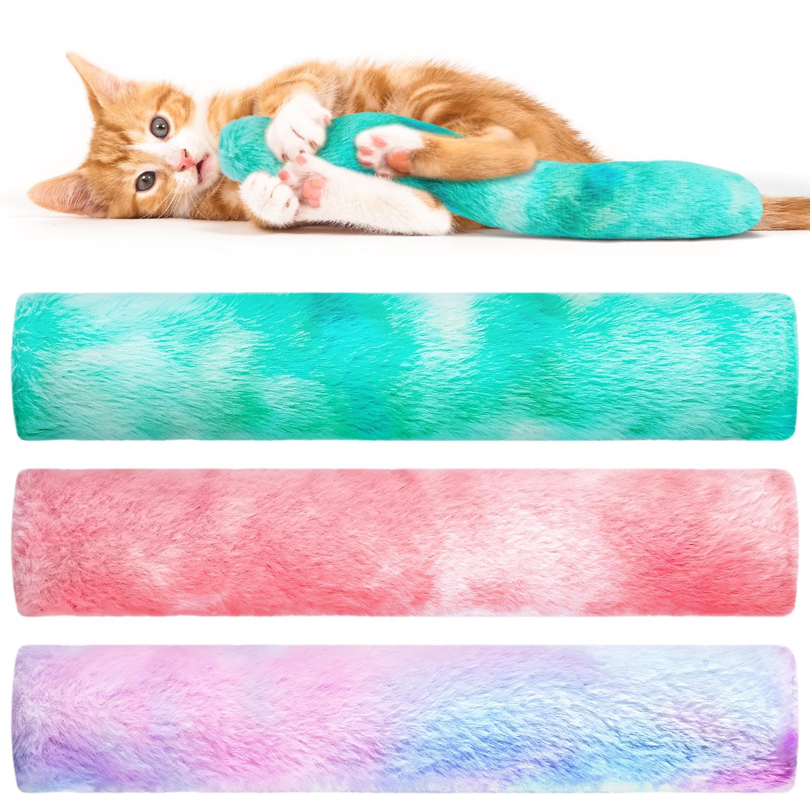 OSDUE Cat Catnip Toys, 3 Pack Kitten Toys Gradient Color Pillows, Interactive Cat Teeth Toy, Interactive Plush Cats Toy, Teeth Cleaning Playing Exercise Accessories