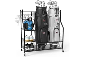 PLKOW Golf Bag Storage Garage Organizer, Extra Large Size Golf Bag Storage Stand and Golf Equipment Rack for Garage,Shed, Basement