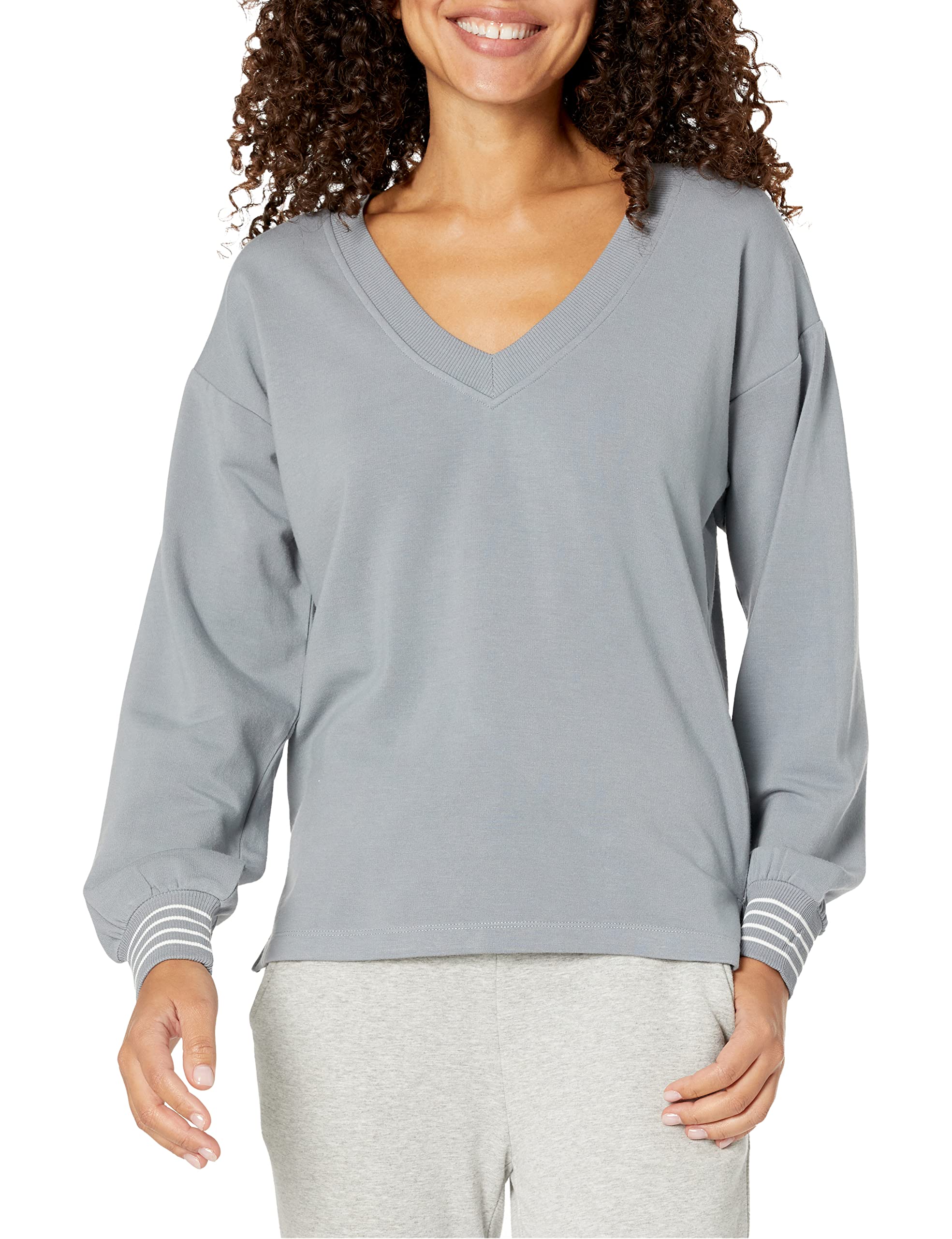 Photo 1 of (used) PJ Salvage Women's Loungewear Running Errands Long Sleeve Top, Cement, L