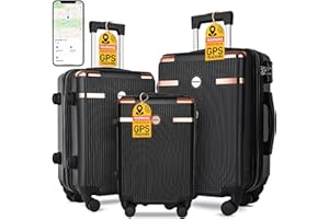 IMGadgets Luggage Set 3 Piece (20"/24"/28") with Air Tracker Tag | Polycarbonate Hard Shell Travel Suitcase Set | TSA Lock, 3