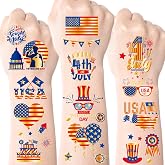 JCFIRE 4th of July Decorations, Temporary Tattoos for Kids Adults, Patriotic Decorations, Fourth of July Accessories, Red White And Blue Party Supplies for Independence Day