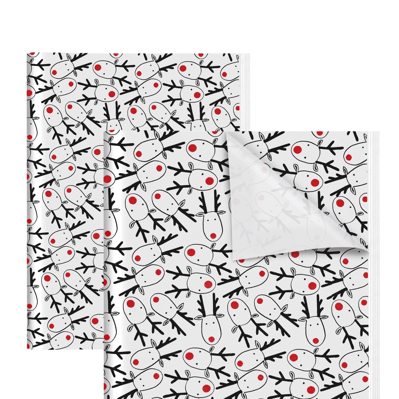 QRTDXP 50pcs White Tissue Paper Sheet with Reindeer,35 * 50cm Cute Xmas Gift Wrapping Paper for Christmas Party