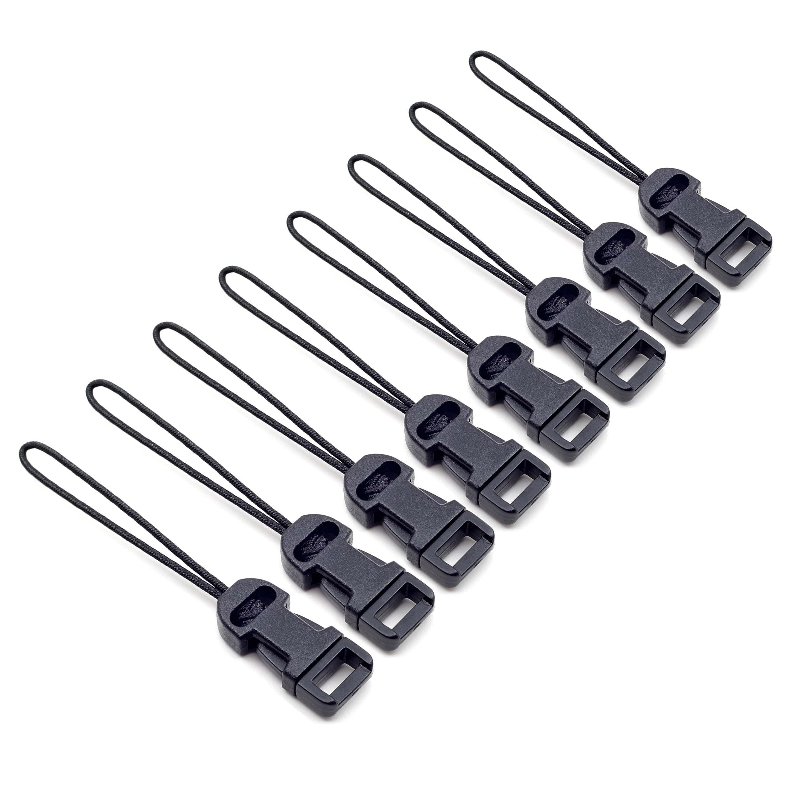 Padwa Lifestyle 8 Pcs Black Quick Release Camera Strap QD Loops Connector Adapter - Camera Quick Release Clip Compatible for All Compact Digital Cameras,Binoculars, Drone Remote Control and USB Stick