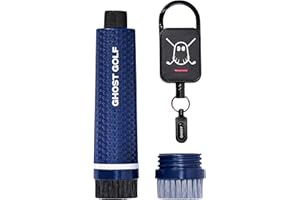 Ghost Golf Magnetic Golf Club Brush with Water Reservoir & Shoe Brush - Dual Head Groove Cleaner, Nylon Bristle, Retractable 