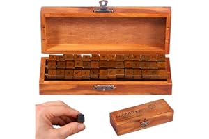 42 Pcs Letter Stamps, Mini Rubber Letter Stamps with Wooden Storage Box, Alphabet Stamp Set for DIY Crafting, Scrapbooking Su