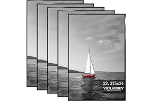 VIOLABBEY 22.375 x 34 Poster Frame Set of 5, Black Picture Frames for Wall Mounting Vertically or Horizontally, Gallery Wall Frame