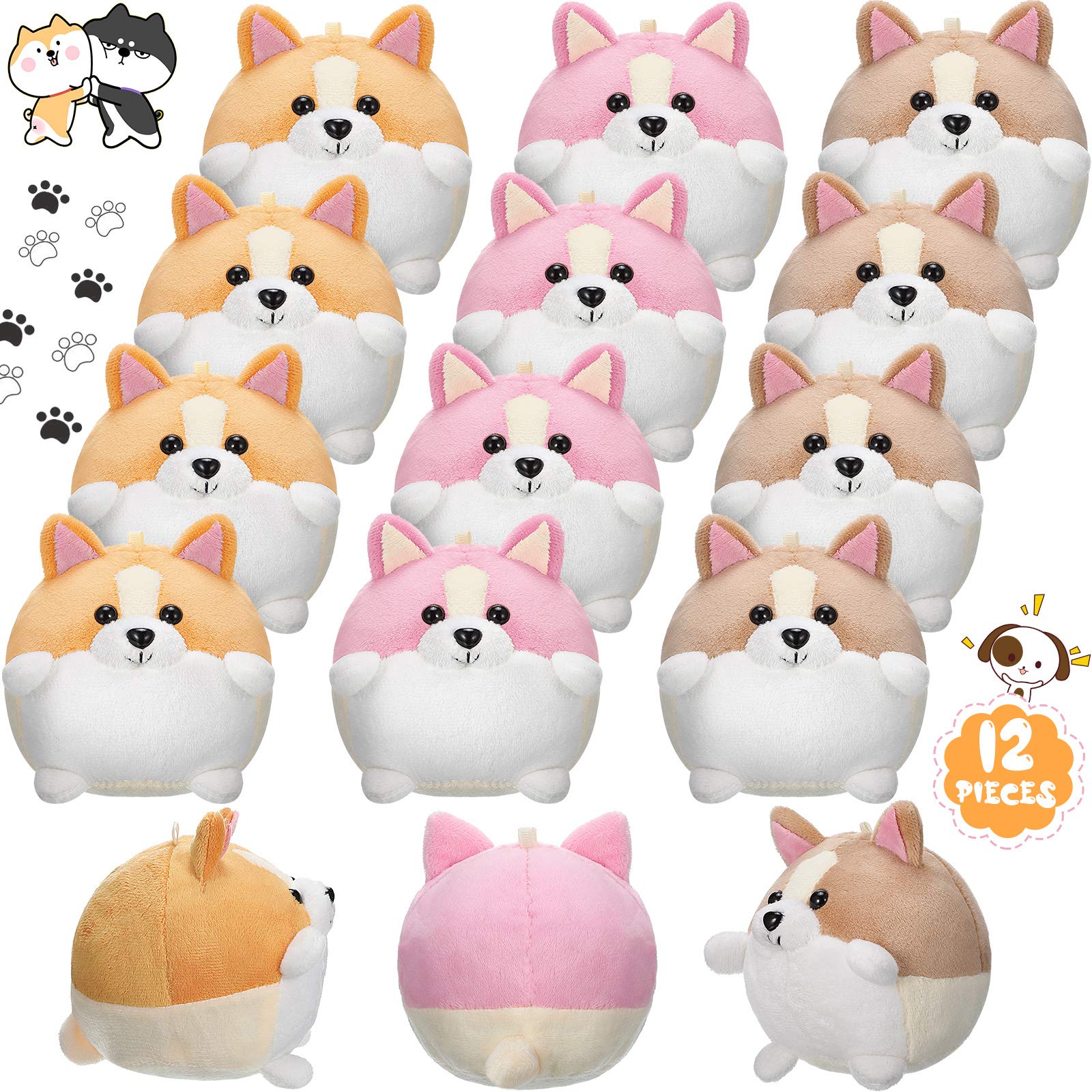 Photo 1 of Skylety 12 Pack 5" Mini Dog Stuffed Animals Stuffed Puppies Bulk Small Plush Dogs Cute Soft Plush Toy Birthday Gift(Cute Style)