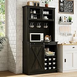 4ever2buy Farmhouse Coffee Bar Cabinet with Sliding