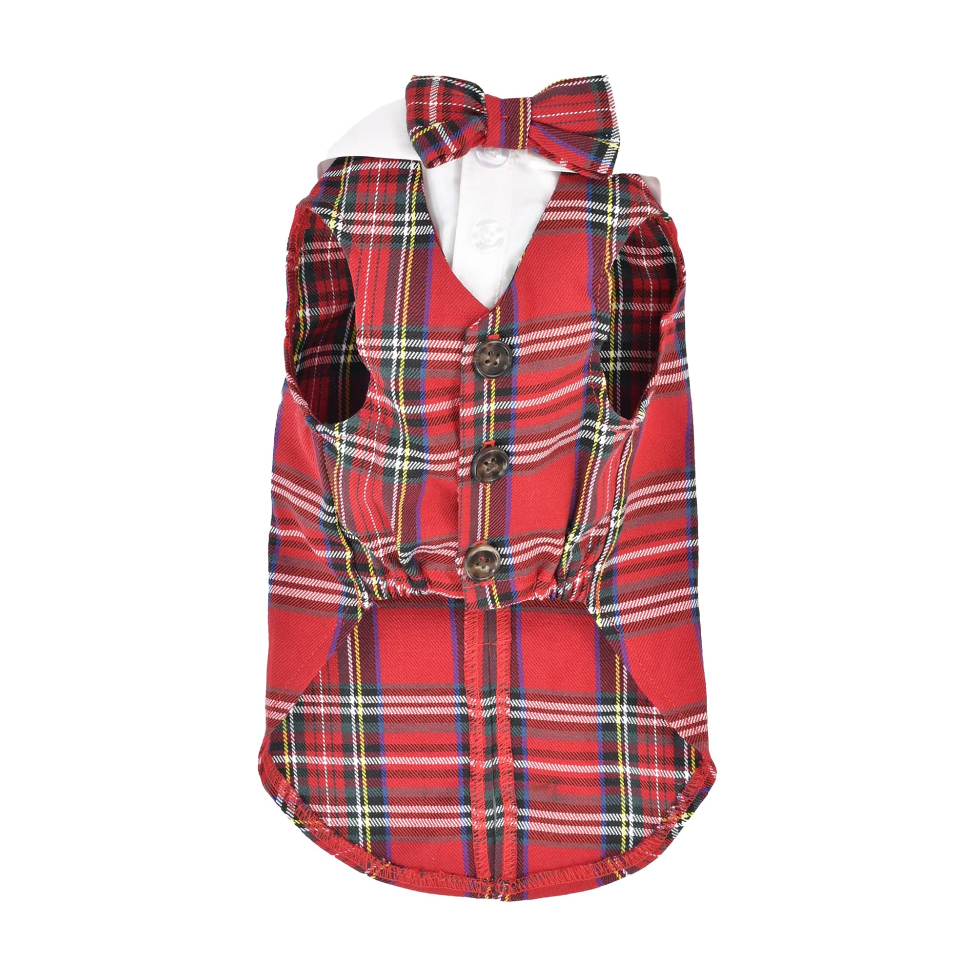 Parisian Pet Designer Tartan White/Red Dog Tuxedo Holiday Party Special Occasion
