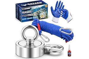 Grtard 700 LBS Magnet Fishing Kit, Double Sided Neodymium Fishing Magnets with Case, Complete Fishing Magnet Kit with Super Strong Magnets, 20m (65 Ft) Durable Rope, Protective Gloves