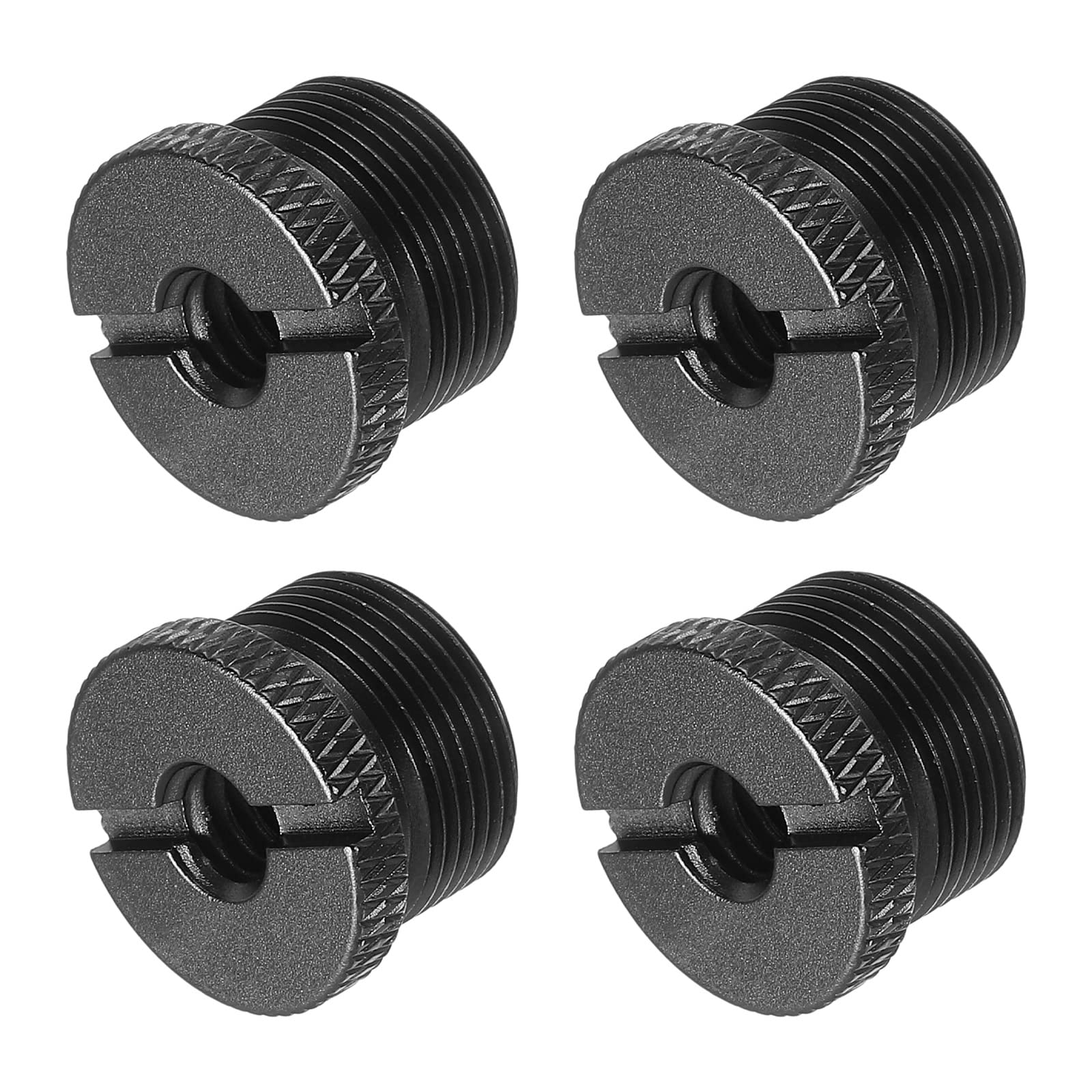 PATIKIL Mic Stand Adapter 1/4 Female to 5/8 Male Aluminum Alloy Mic Screw Adapter for Microphone Tripod Stand Black 4 Pack