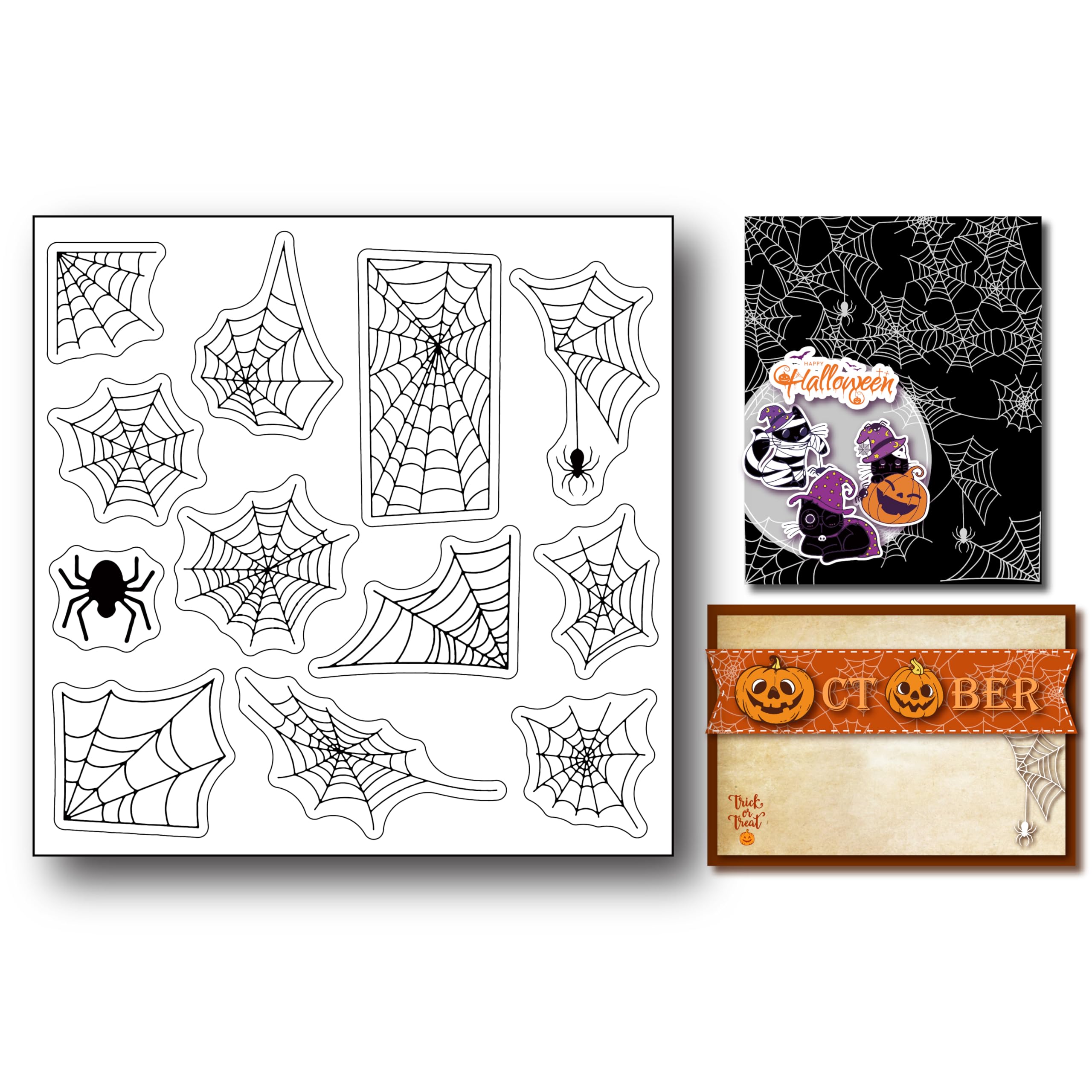 arriettycraft Halloween Spider Web Clear Stamps for Art Journals or Card Making,Halloween Spiders Silicone Clear Stamp Seals for Cards Making DIY Scrapbooking Paper Crafts Decoration