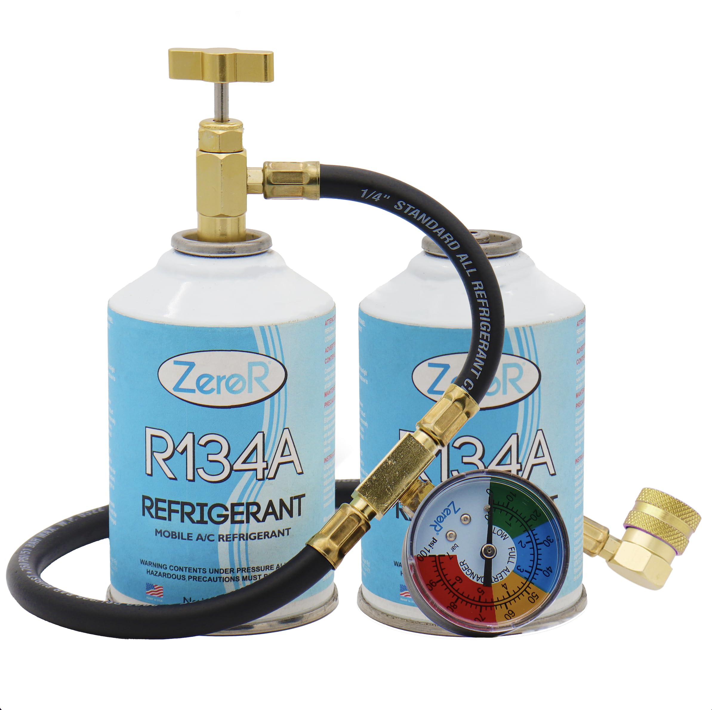 ZeroR AC Refrigerant Kit | 24oz of R134a + Can Tap