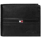 Tommy Hilfiger Mens Two-Tone Leather Slim Bifold Wallet with ID Window