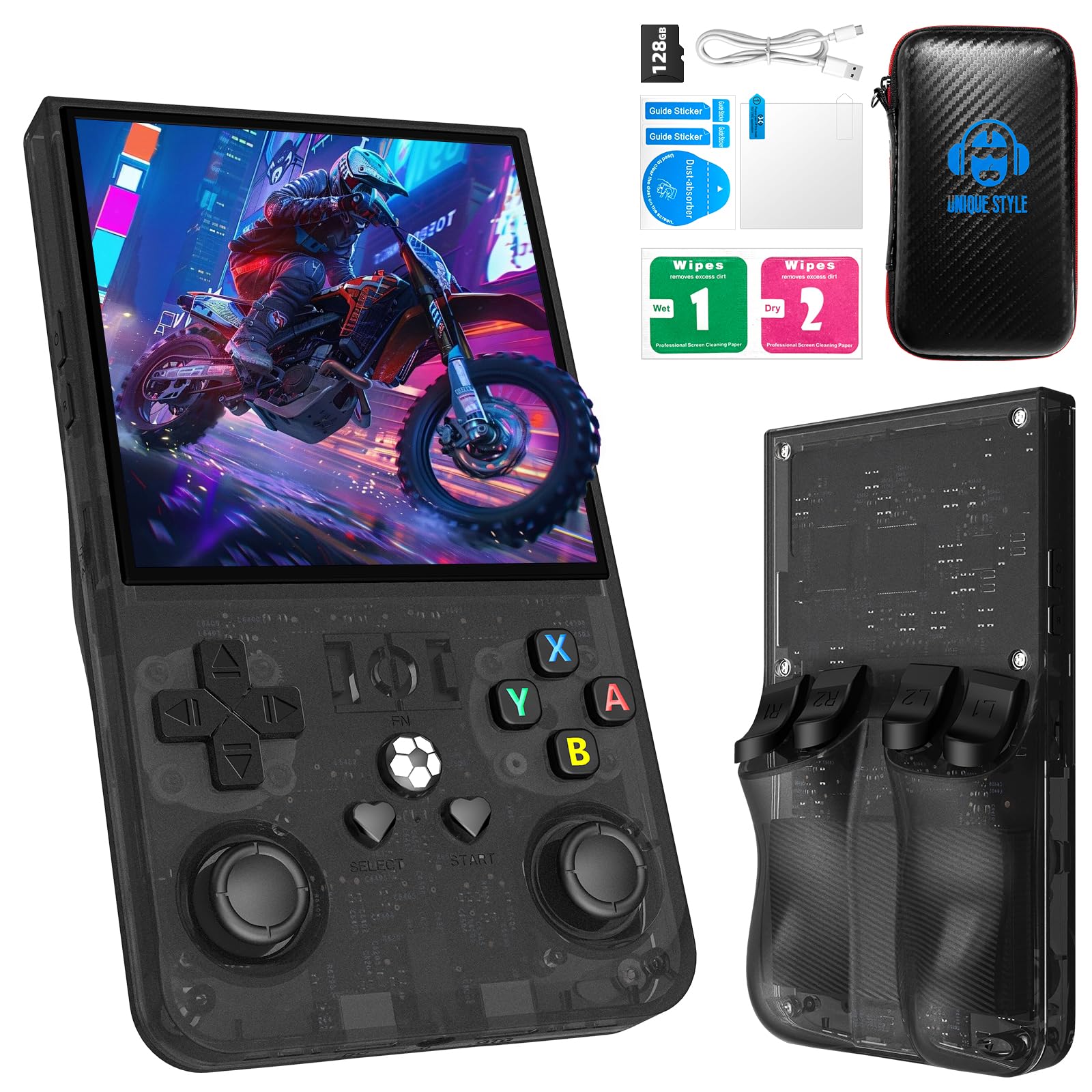 R36MAX Retro Handheld Game Console with Open Source Linux System, 128GB TF Card Built-in 22,000+ Classic Video Game, Portable Gaming Console with 4.0-inch IPS HD Screen & 4000mAh Battery (Black 128GB)