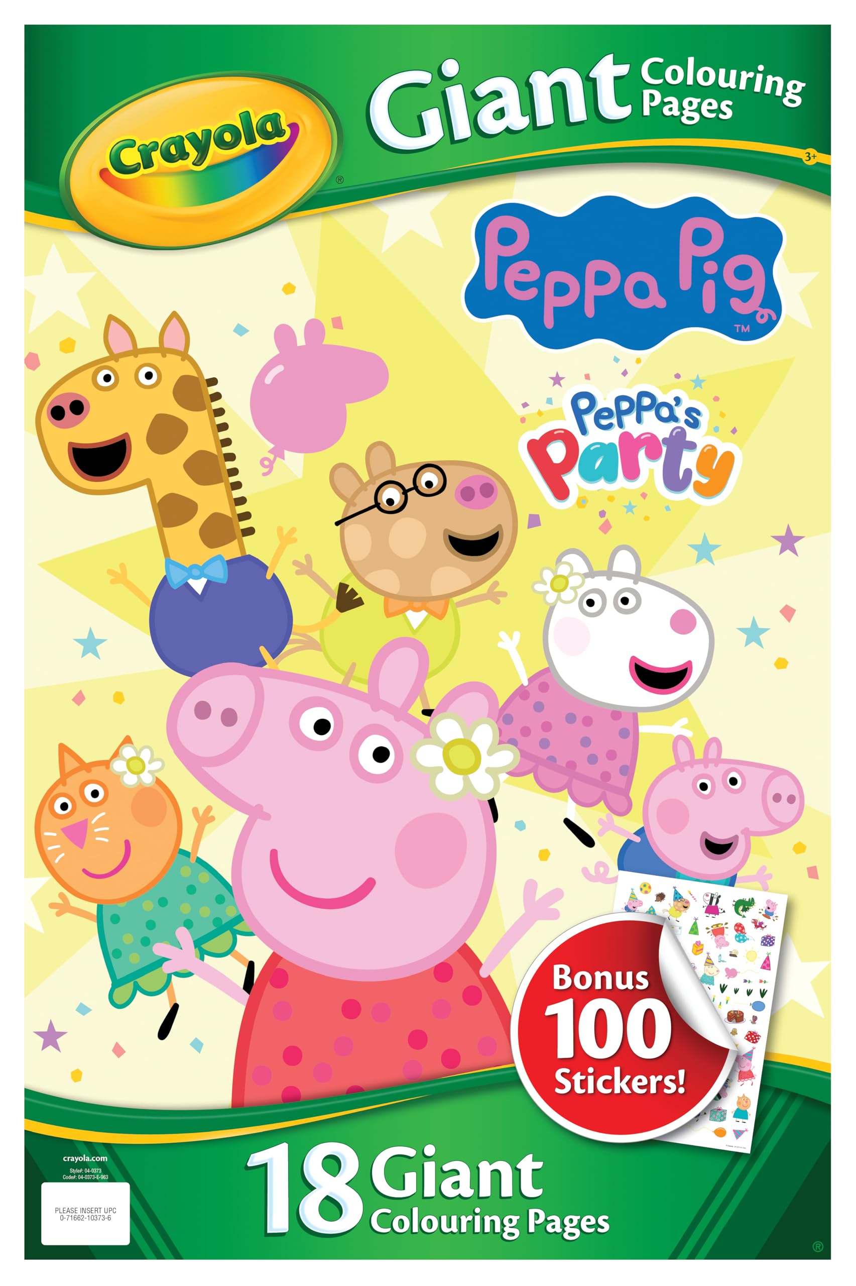 CRAYOLA Giant Colouring Book - Peppa Pig | 18 Pages of Peppa's Party Themed Colouring Fun | Includes 100 Stickers | Ideal for Kids Aged 3+