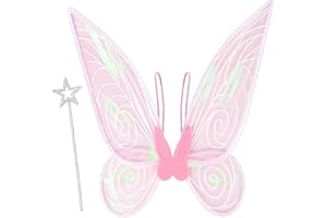 U-Zomir Fairy Costume Wings for Women Girls, Sparkle Butterfly Angel Wings Halloween Costume Dress up Cosplay Party Favor
