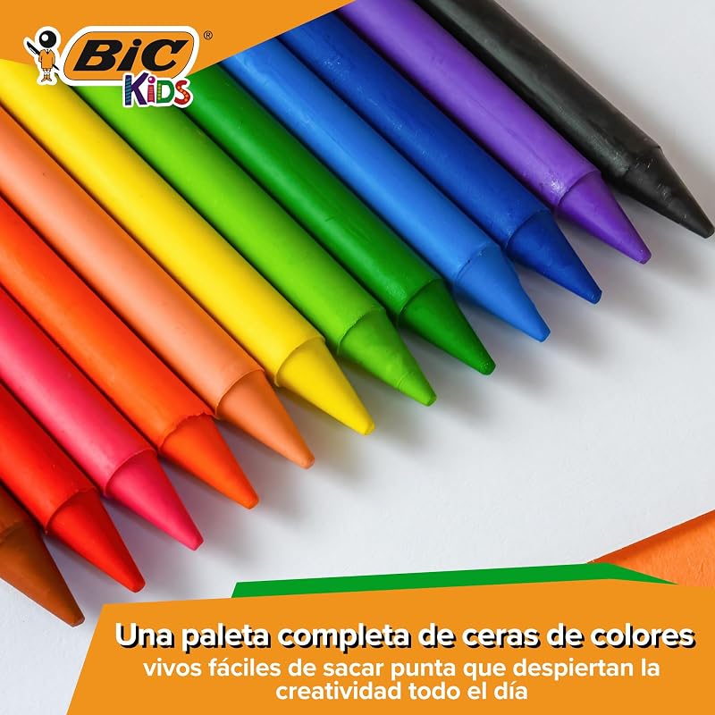 Kids Ceras de Colores para Niños, Óptimo para material escolar,Plastidecor, Colores Vivos Surtidos, Ideal para colorear, 24 Ceras (Paquete de 1)