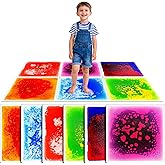Toddler Sensory Liquid Floor Mats - 6-Piece Puzzle Play Mat Pack 12" x 12" | Square Liquid Play Mat for Autism, Lava Brick Dance Step Mats, Montessori Gross Motion Toys for Preschool Classrooms