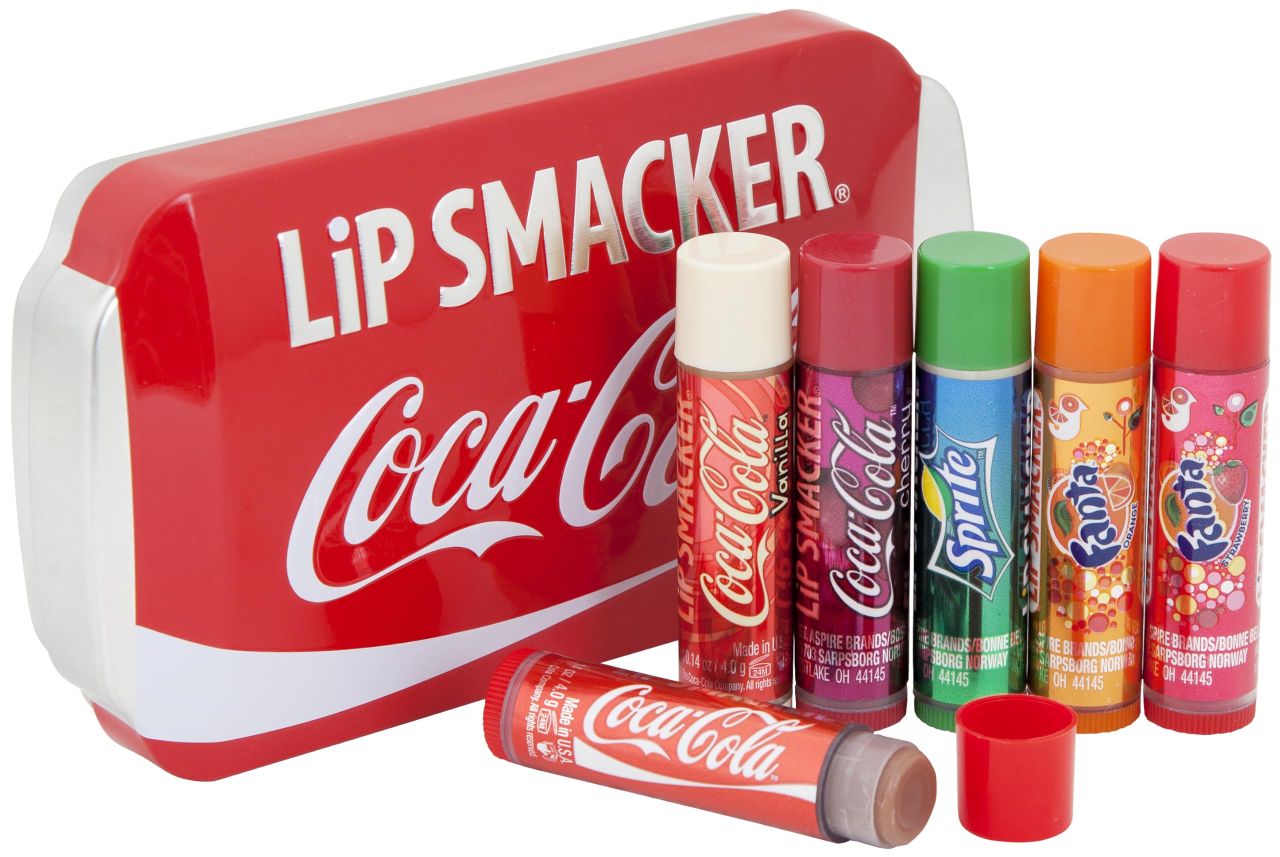 Lip Smacker - Coca-Cola Tin Collection - Set of Flavoured Lip Balms for Kids - Sweet Gift in a Collectible Iconic Coca-Cola Lip Balm Set - Gift Pack of 6