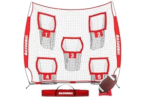 BaseGoal Football Nets for Throwing,Football Target,Quarterback Training Equipment with 5 Target Pockets for Improving Football Accuracy Throwing-8 x 8 ft or 7 x 7 ft Nets