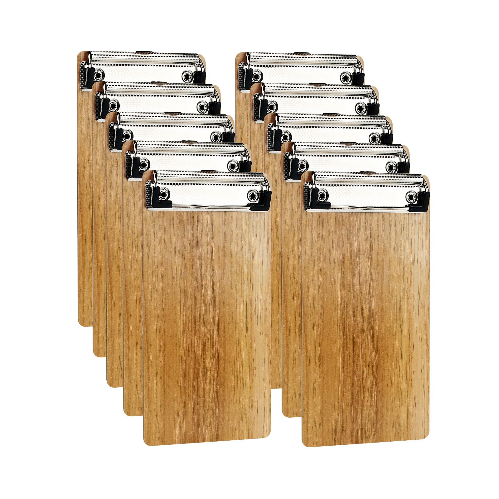DONGLI 10 Pack A6 Clipboard,Wooden Clipboards with Low Profile Clip and Hanging Hole,Clip Board Hardboard