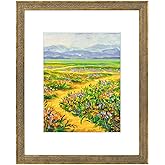 Golden State Art, 16x20 Vintage Ornate Finish Photo Frame with White Mat for 11x14 Picture. Color: Distressed Gold