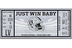 FANMATS 23132 NFL - Las Vegas Raiders Ticket Design Runner Rug - 30in. x 72in. | Sports Fan Area Rug, Home Decor Rug and Tailgating Mat