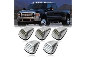 SHINEFIT 5PCS LED Cab Roof Marker Lights Replacement for 1999-2016 F250 F350 F450 F550 Super Duty Pickup Truck White Top Roof Running Marker Clearance Light